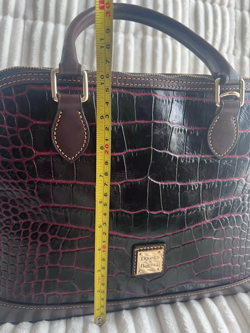 Dooney & Bourke Croc-Embossed Satchel with Gold Accents - Picture 9 of 16